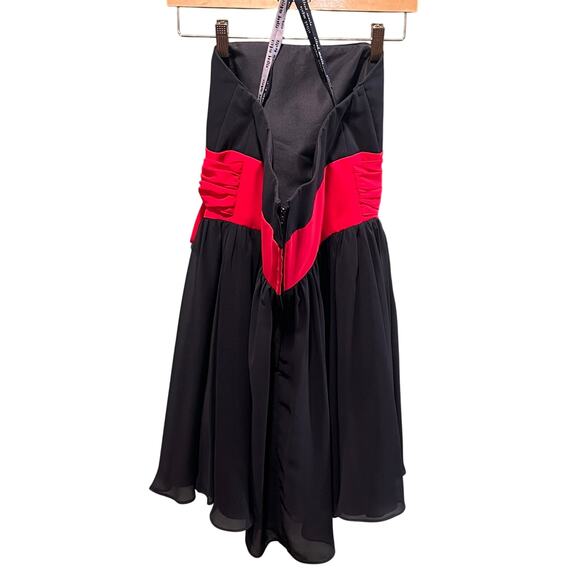 Alfred Angelo Black Red Sash Strapless Dress Size 12 Designer - Picture 4 of 6